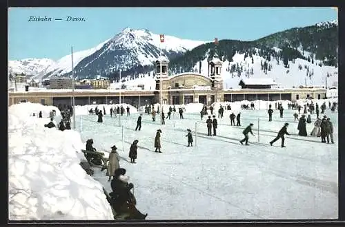 AK Davos, Schlittschuhläufer auf der Eisbahn