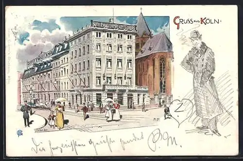 Lithographie Köln, Hotel ewige Lampe & de l`Europe