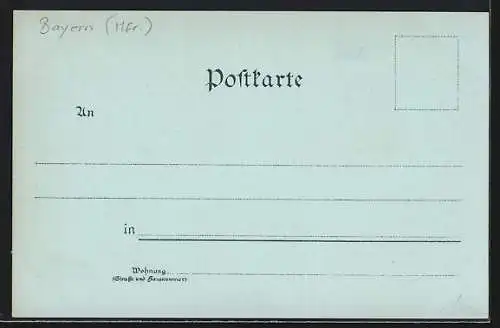 Mondschein-Lithographie Erlangen, Neue und Alte Kaserne, Hauptstrasse und Kunstbrunnen