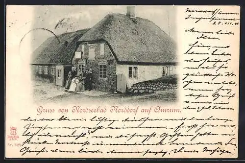 AK Norddorf auf Amrum, Altes Haus mit Reetdach