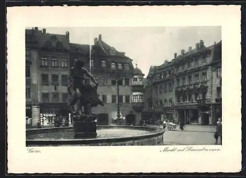 AK Gera, Markt mit Simsonbrunnen