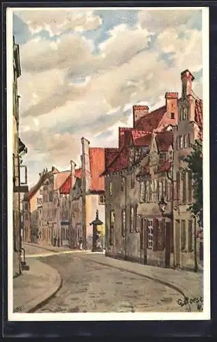 Künstler-AK Lübeck, in der Rosenstrasse