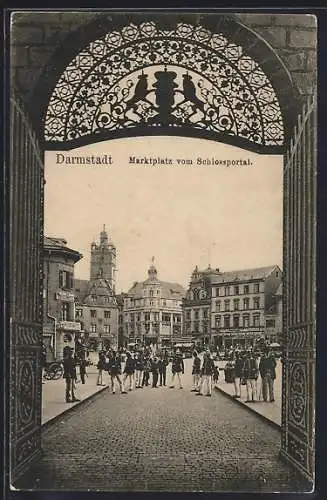 AK Darmstadt, Marktplatz vom Schlossportal