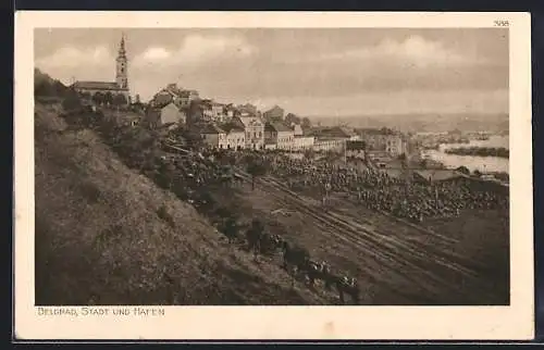 AK Belgrad, Stadtansicht von einem Berghang aus