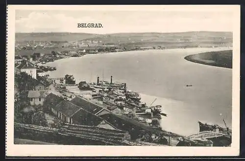 AK Belgrad, Hafen mit Umgebung aus der Vogelschau