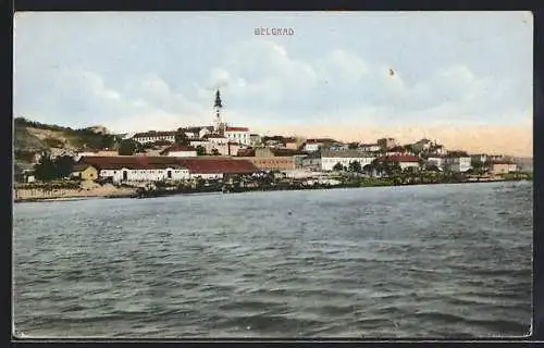 AK Belgrad, Stadtansicht vom Wasser aus