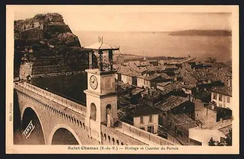 AK Saint-Chamas, Horloge et Quartier du Pertuis