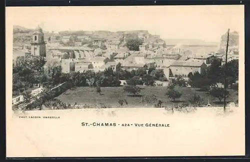 AK St.-Chamas, Vue générale du village avec l`église et les environs