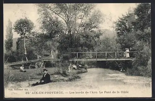 AK Aix-en-Provence, Les bords de l`Arc. Le Pont de la Cible