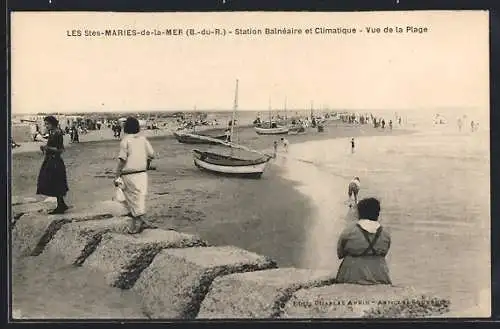 AK Les Saintes-Maries-de-la-Mer, Station Balnéaire et Climatique, Vue de la Plage