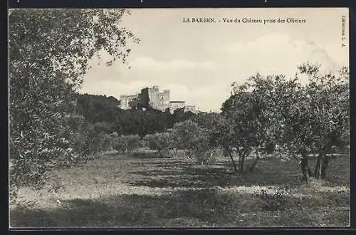 AK La Barben, Vue du Château prise des Oliviers