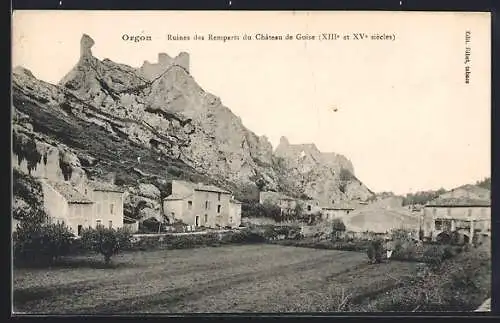 AK Orgon, Ruines des Remparts du Château de Goise, XIIIe et XVe siècles