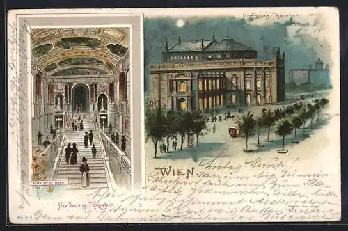 Lithographie Wien, Burgtheater, Hauptstiege