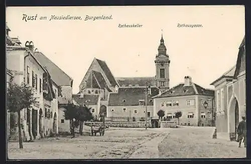 AK Rust am Neusiedlersee, Marktplatz mit Rathausgasse und Rathauskeller