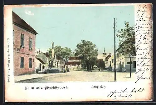 AK Ebreichsdorf, Hauptplatz mit Denkmal