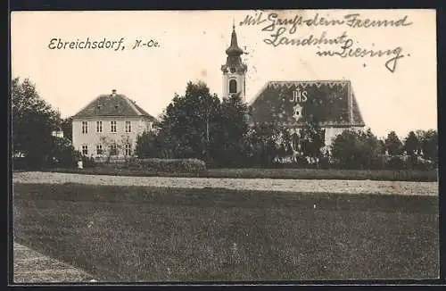 AK Ebreichsdorf /N.-Oe., Kirche und Schule