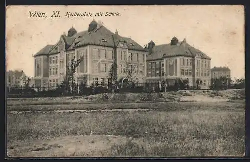 AK Wien, Herderplatz mit der Schule