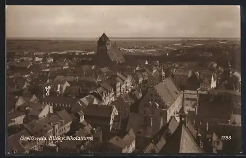 AK Greifswald, Blick v. Nikolaiturm auf den Ort