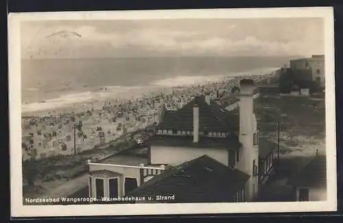 AK Wangerooge, Warmbadehaus und Strand aus der Vogelschau