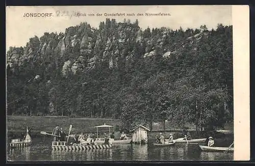 AK Jonsdorf, Blick von der Gondelfahrt nach den Nonnenfelsen