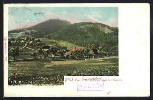 AK Waltersdorf i. Sa., Blick nach der Lausche mit Bergen