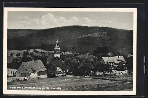 AK Schellerhau /Erzgeb., Ortsansicht mit Kirche