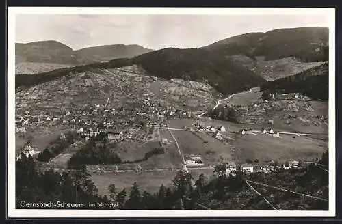 AK Gernsbach-Scheuern /Murgtal, Gesamtansicht, Fliegeraufnahme