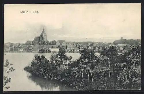 AK Mölln i. Lbg., Ortsansicht vom Wasser aus