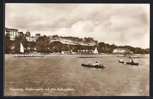 AK Hamburg-Rotherbaum, Ruderregatta auf der Aussenalster