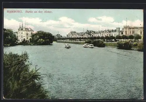 AK Hamburg-St.Georg, Partie an der Alster