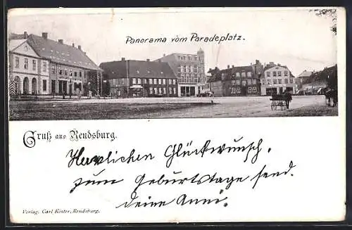 AK Rendsburg, Panorama vom Paradeplatz