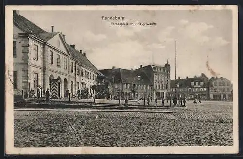 AK Rendsburg, Paradeplatz mit Hauptwache