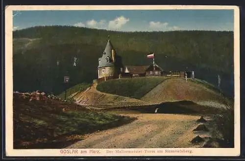 AK Goslar am Harz, Maltermeister-Turm am Rammelsberg mit Gasthaus u. Umgebung