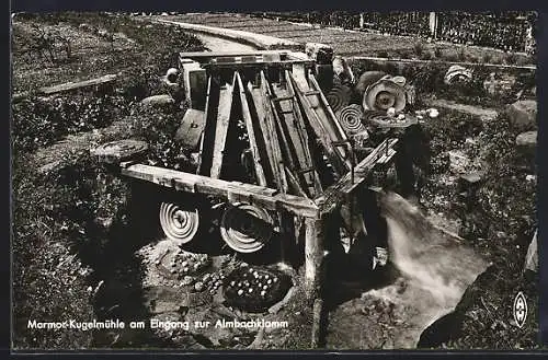 AK Marmor-Kugelmühle am Eingang zur Almbachklamm