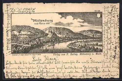 AK Miltenberg, Miltenburg im Jahre 1640, nach Merian