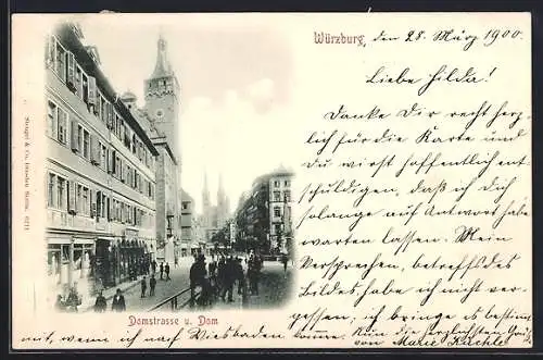 AK Würzburg, Domstrasse und Dom