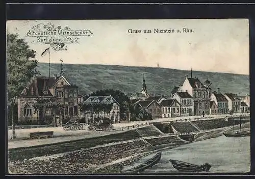 AK Nierstein a. Rhn., Gasthaus-Weinschenke Karl Jung an der Promenade