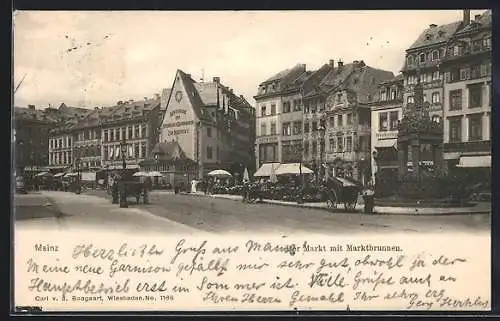 AK Mainz, Markt mit Marktbrunnen