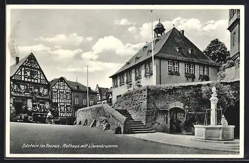 AK Idstein, Rathaus mit Löwenbrunnen