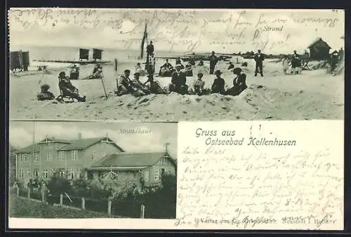 AK Kellenhusen, Strandhaus, Urlauber am Strand