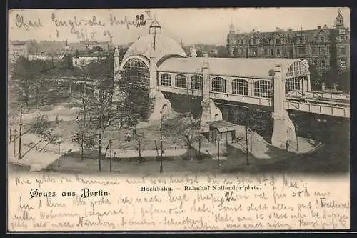 AK Berlin-Schöneberg, Bahnhof Nollendorfplatz mit Hochbahn