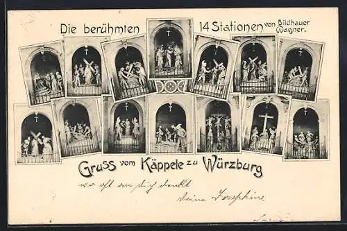 AK Würzburg, Käppele, die 14 Stationen von Bildhauer Wagner