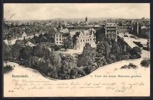 AK Darmstadt, Stadtansicht vom Turm des neuen Museums gesehen