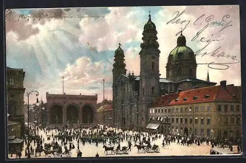 AK München, Feldherrnhalle und Theatinerkirche