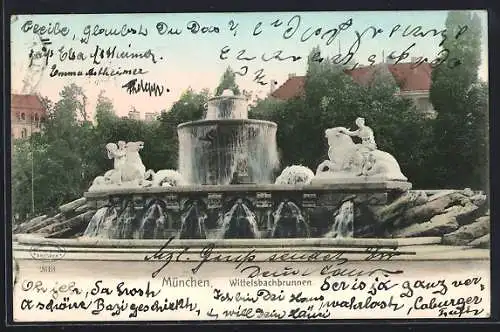 AK München, Wittelsbachbrunnen am Lenbachplatz