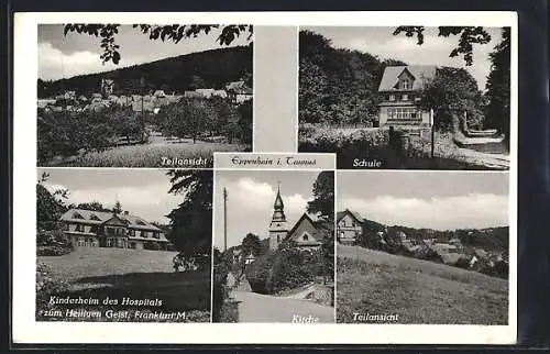 AK Eppenhain i. Taunus, Kinderheim des Hospitals zum Heiligen Geist Frankfurt /M., Kirche, Schule