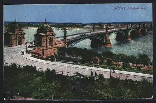 AK Mainz, Blick auf die Strassenbrücke