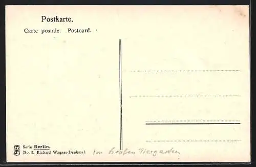 AK Berlin, Richard Wagner-Denkmal im Grossen Tiergarten