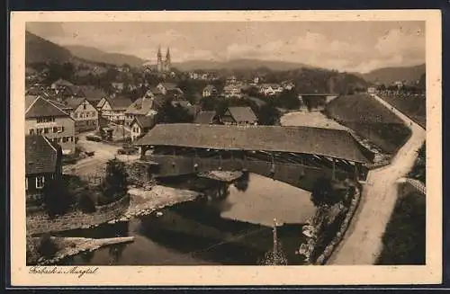 AK Forbach i. Murgtal, Teilansicht mit Brücke und Strassenpartie