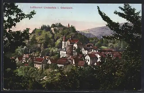 AK Lindenfels i. Odenwald, Teilansicht mit Ruine